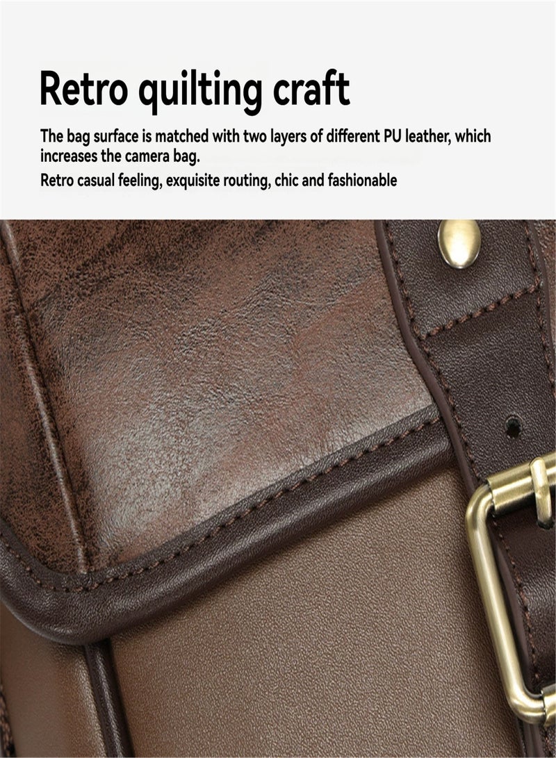 كواتكون حقيبة كاميرا CWATCUN D185 أحادية الكتف، حقيبة كاميرا كلاسيكية أوروبية وأمريكية، حقيبة تخزين مقاومة للماء من البولي يوريثان للكاميرات عديمة المرآة وكاميرات DSLR - Image 4